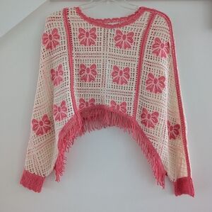 House Of Harlow Crochet Cropped Sweater